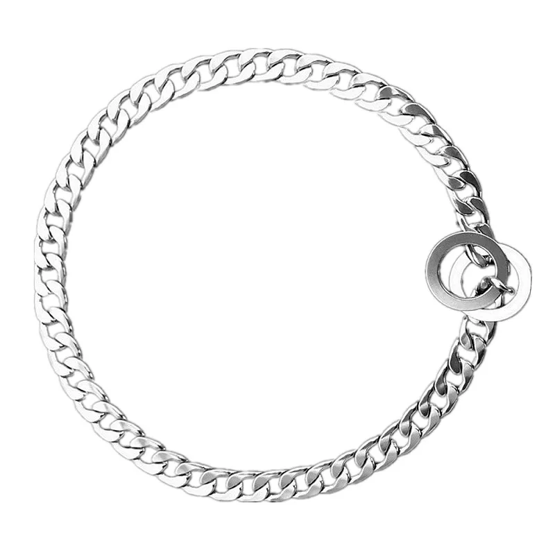 Stainless Steel P Chain Collars Flat Welded Polished Non-clipped Dog Training Collar Pet Products Dog Supplies