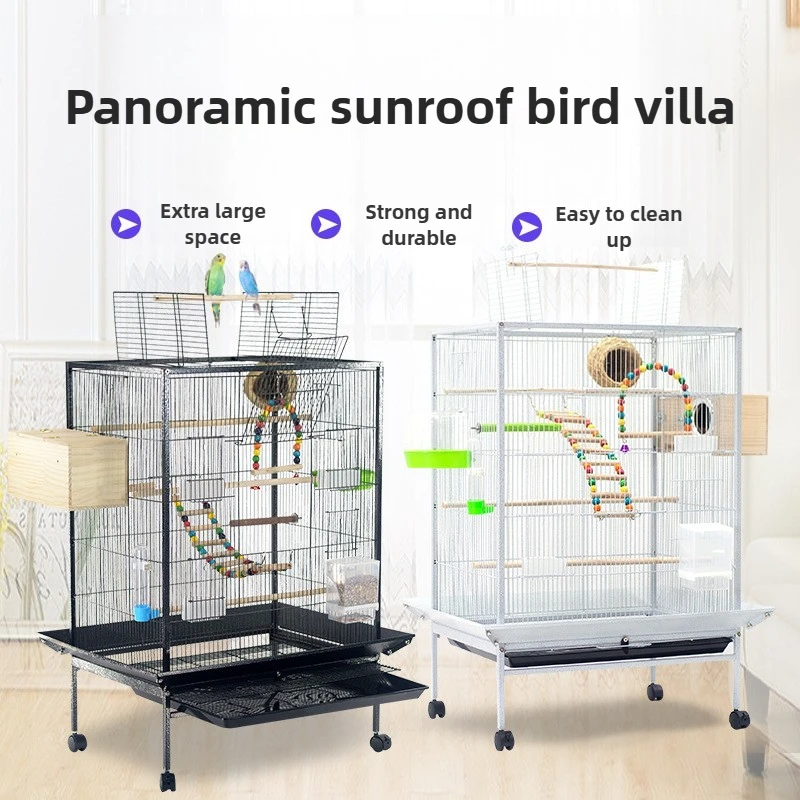 Jaula espaciosa para loros y periquitos, segura, fácil de limpiar - imagen 3