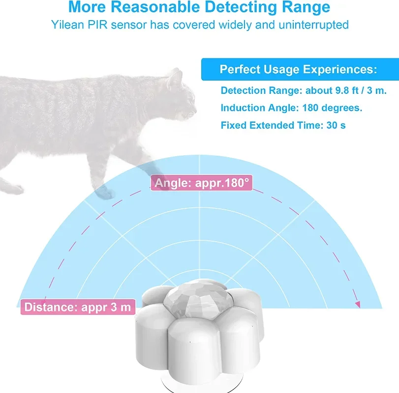 Fuente de agua para gatos, interruptor con Sensor de movimiento PIR para fuente de mascotas, arranque automático, parada, ahorro de energía, accesorio Universal inteligente - imagen 4