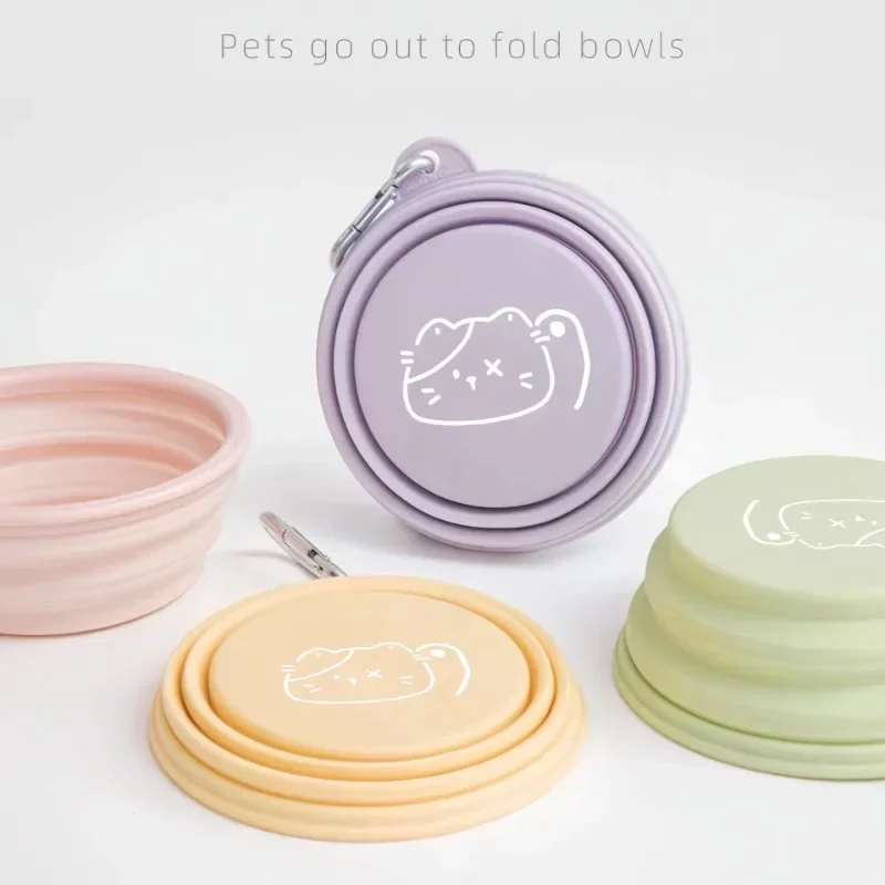 Cuenco plegable de silicona para perros y mascotas, bandeja de alimentación portátil para viaje al aire libre, contenedor de agua y comida para gatos, suministros para mascotas - imagen 2
