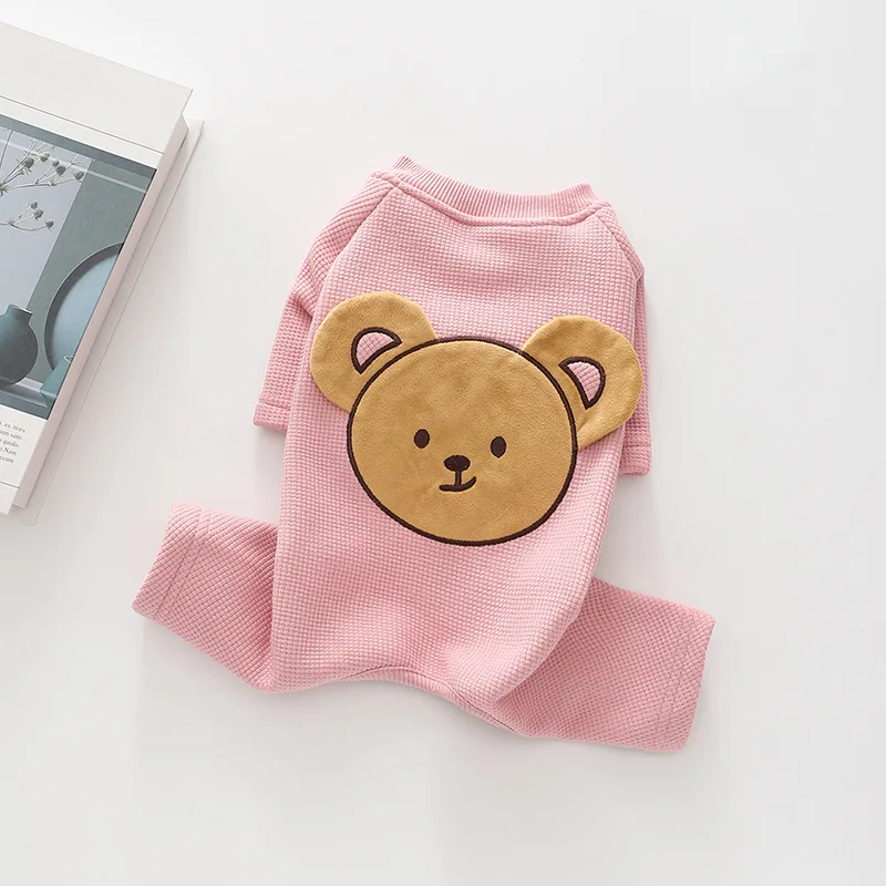Otoño e Invierno mascota oso de peluche a cuadros mono para perro de cuatro patas abrigo Base de cuatro patas para mascota oso de peluche ropa para perros pequeños pijamas - imagen 3