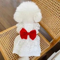 Ropa de verano para perros: vestido de encaje con lazo hawaiano