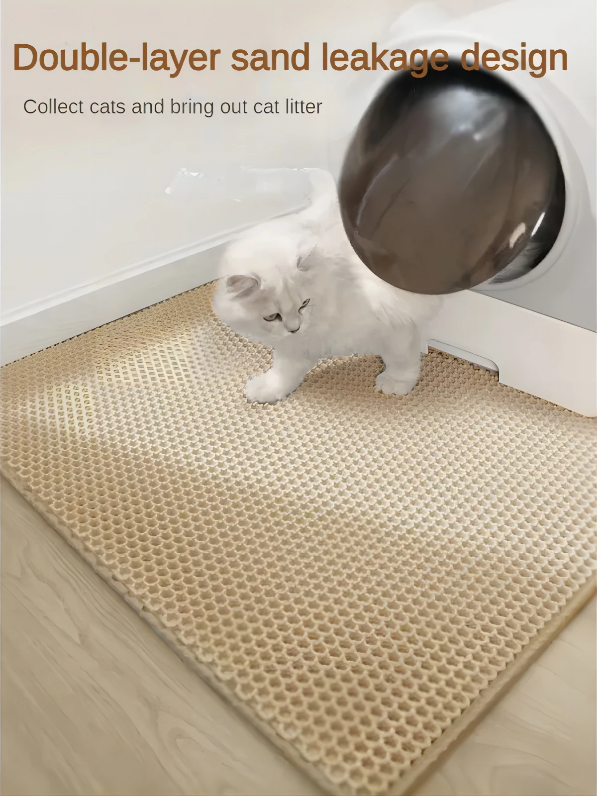 Estera de arena para gatos, estera de captura a prueba de orina impermeable de doble capa, fácil de limpiar, almohadilla antideslizante para inodoro, almohadilla para rascar gatos, almohadilla para pies grande - imagen 4