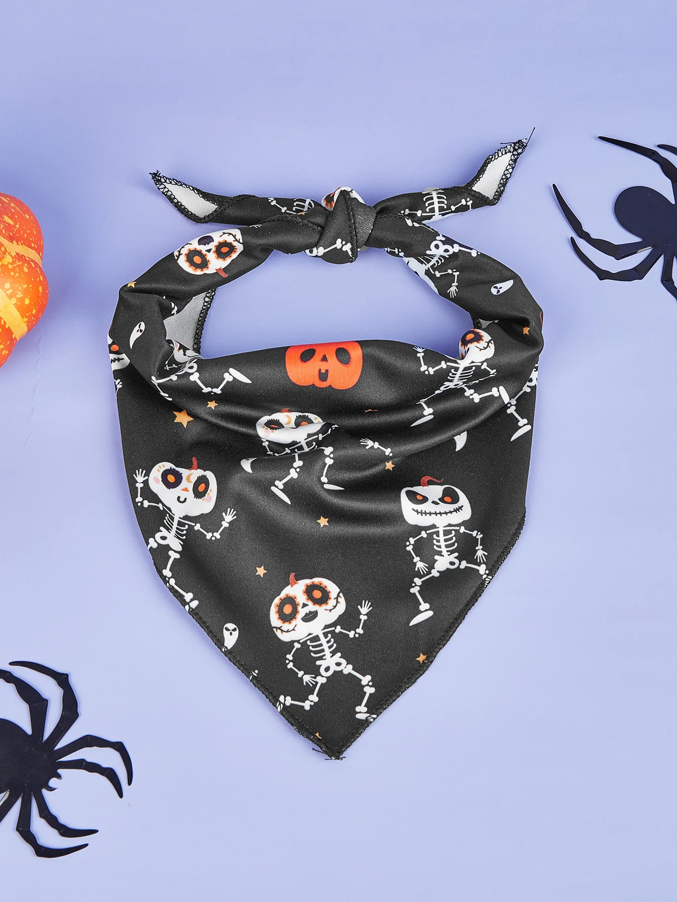 Bandana de Halloween para perro, Baberos de calabaza y telaraña, bufanda triangular para mascotas, varios tamaños, ajuste suave y ajustable - imagen 3