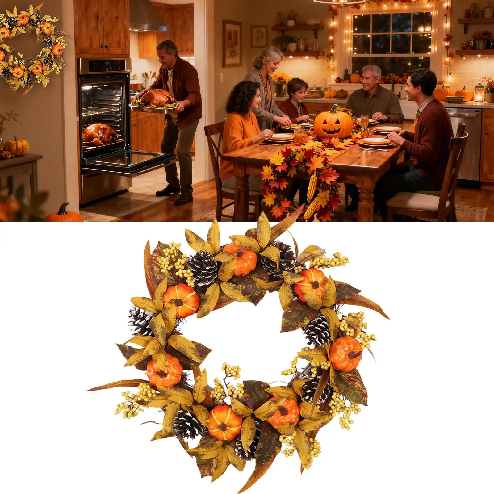 Fall Wreath Front Door Decor Indoor Wall Hanging Party Thanksgiving Farmhouse Home Outdoor Ornament Garland Porch Autumn Wreath Fall Wreath Front Door Decor Indoor Wall Hanging Party Thanksgiving Farmhouse Home Outdoor Ornament Garland Porch Autumn Wreath