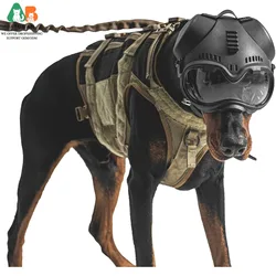 Casco táctico para perro con gafas protectoras y correa ajustable