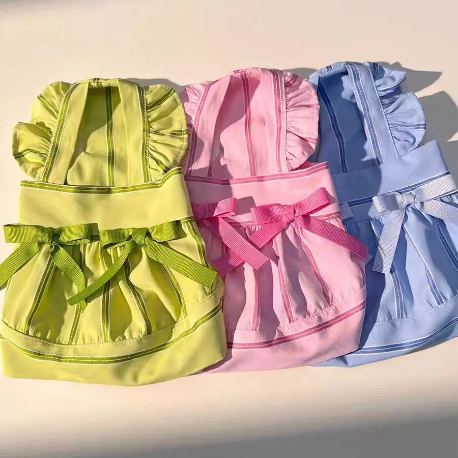 Falda con tirantes de encaje y lazo de primavera para mascotas, vestido de princesa para gatos, falda de peluche para perros pequeños, vestidos para perros pequeños - imagen 2