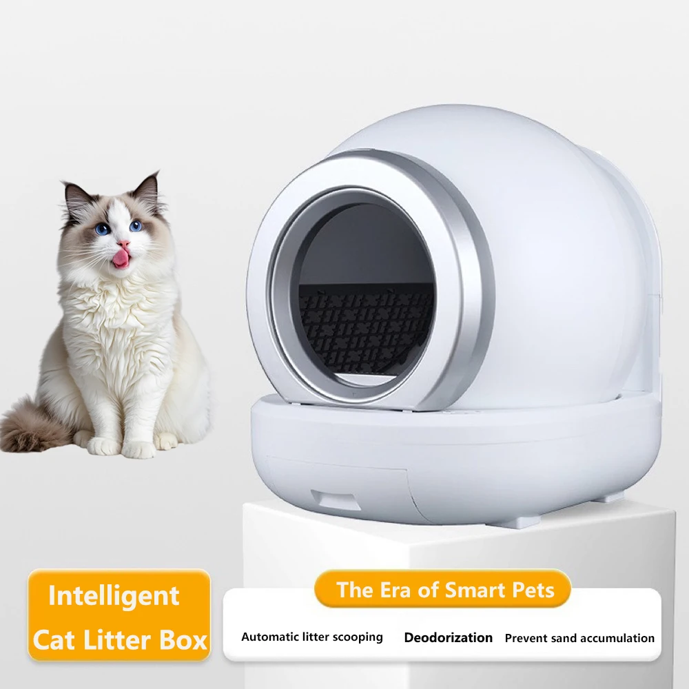 Caja de arena automática para gatos, caja de arena para gatos autolimpiante inteligente, inodoro cerrado para mascotas, caja de arena para gatos de gran capacidad con Control por aplicación - imagen 2