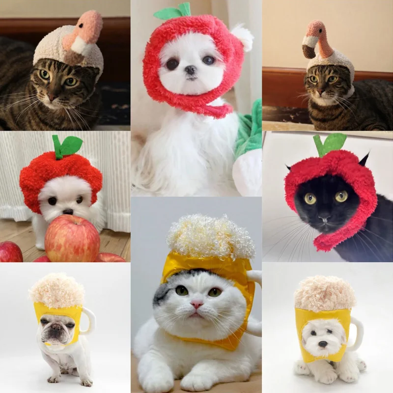 Sombrero de gato de cerveza creativo, gorros divertidos de gatito para fiesta de año nuevo, accesorios de Cosplay de Navidad, disfraz de mascotas, sombreros de cachorro - imagen 4