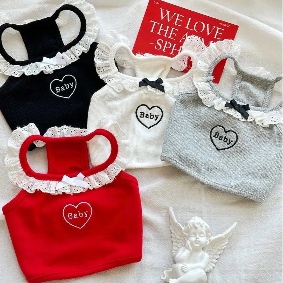 Chaleco de encaje de primavera para mascotas, tirantes de Estilo Princesa, diseño fino, Teddy Yorkshire, ropa para perros pequeños y gatos, ropa para cachorros