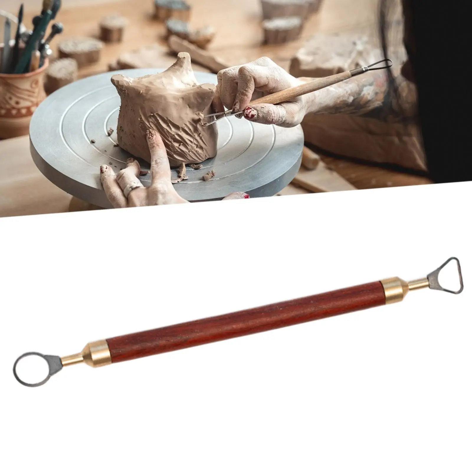 Pottery Cup Handle Shape Tool Portable with Wooden Handle Model Making Teacup Mug Handle DIY Pottery Tool Pottery Carving Tool