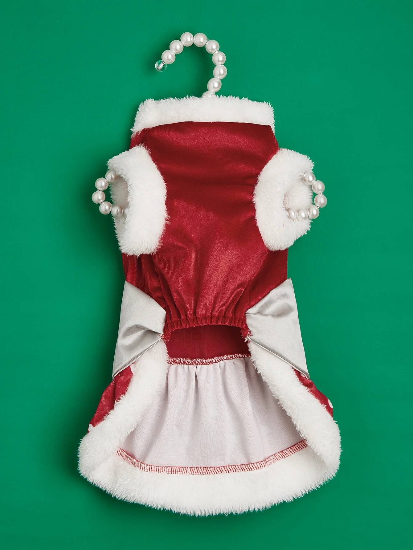 Vestidos de Navidad para perros pequeños, disfraz de lunares para cachorros con lazo, ropa cálida de felpa para mascotas, ropa suave - imagen 4