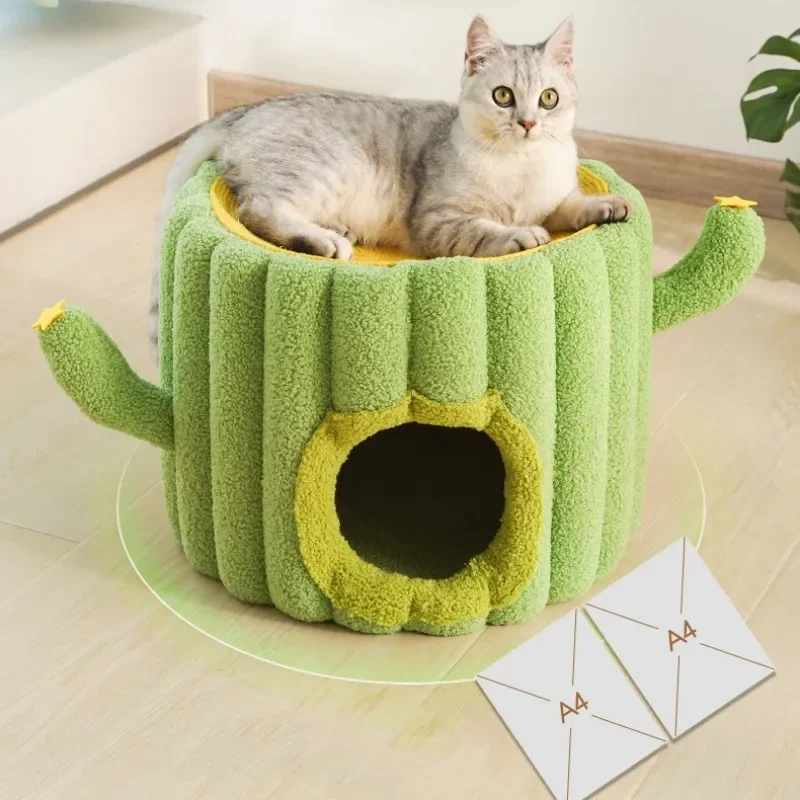 Rascador para casa de gatos, tablero rascador para gatos, almohadilla de cáñamo de Cactus bonito, poste rascador para gatos, rascador de nido de escalada, muebles para mascotas - imagen 3