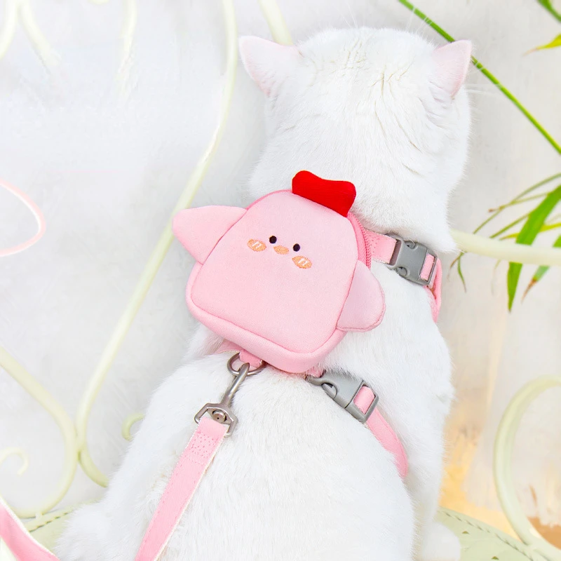 Mochila bonita para perro con cuerda de remolque, estilo chaleco, cuerda para caminar para perros pequeños y medianos, correa para el pecho para cachorros, cadena para perros y gatos de peluche