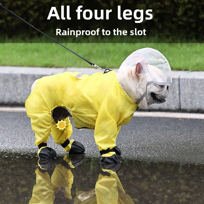 Chubasquero para perros, zapatos, todo paquete, con capucha, impermeable y protector sucio, diseño reflectante, productos para mascotas, mono, accesorios impermeables - imagen 3