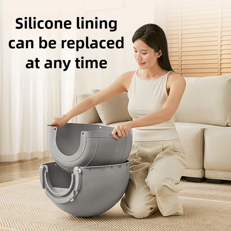 Caja de arena para gatos automática abierta inteligente, autolimpiante, caja de arena para gatos Extra grande, Pedal de caída de arena, inodoro para gatitos, antiolor - imagen 3