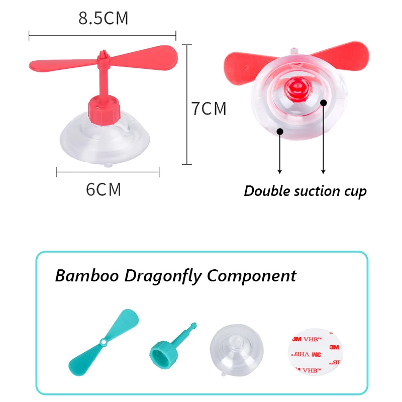 Libélula de bambú con ventosa para niños, juguetes de bajo precio, accesorios para casco de perro, hélice clásica giratoria, suministros para exteriores - imagen 2
