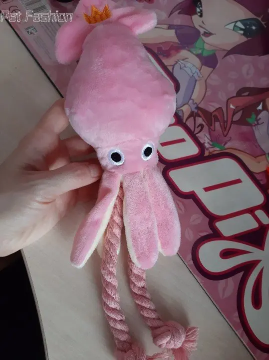 2023 lindo calamar pequeño perro juguete sonido BB peluche mascota cachorro cuerda juguetes rosa masticar chirrido juguetes para perros gato juguetes para perros pequeños mascota - imagen 2