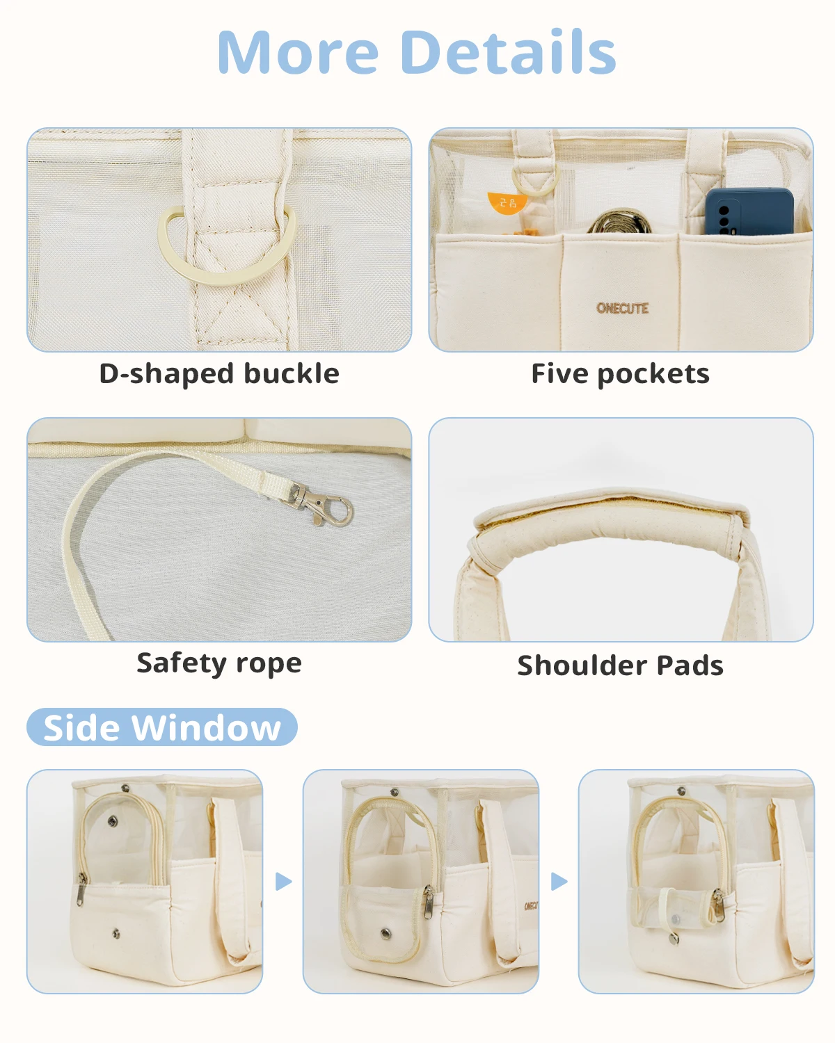 Transportín para perros pequeños, bolso bandolera portátil para mascotas, portador manos libres para cachorros y gatos para viajes al aire libre, senderismo, visita veterinaria - imagen 5