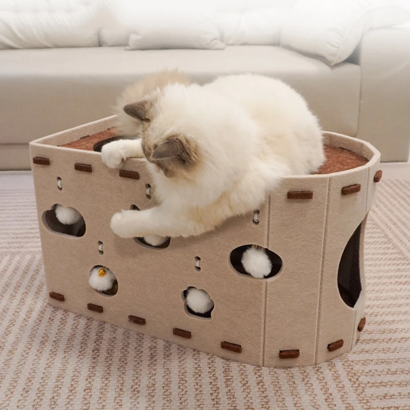 Manta para gatos de interior, casa grande para gatos 2 en 1, cama cerrada con túnel plegable, cueva de cama resistente a los arañazos para grandes - imagen 4