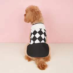 Chaleco transpirable estampado diamantes para gatos y perros pequeños