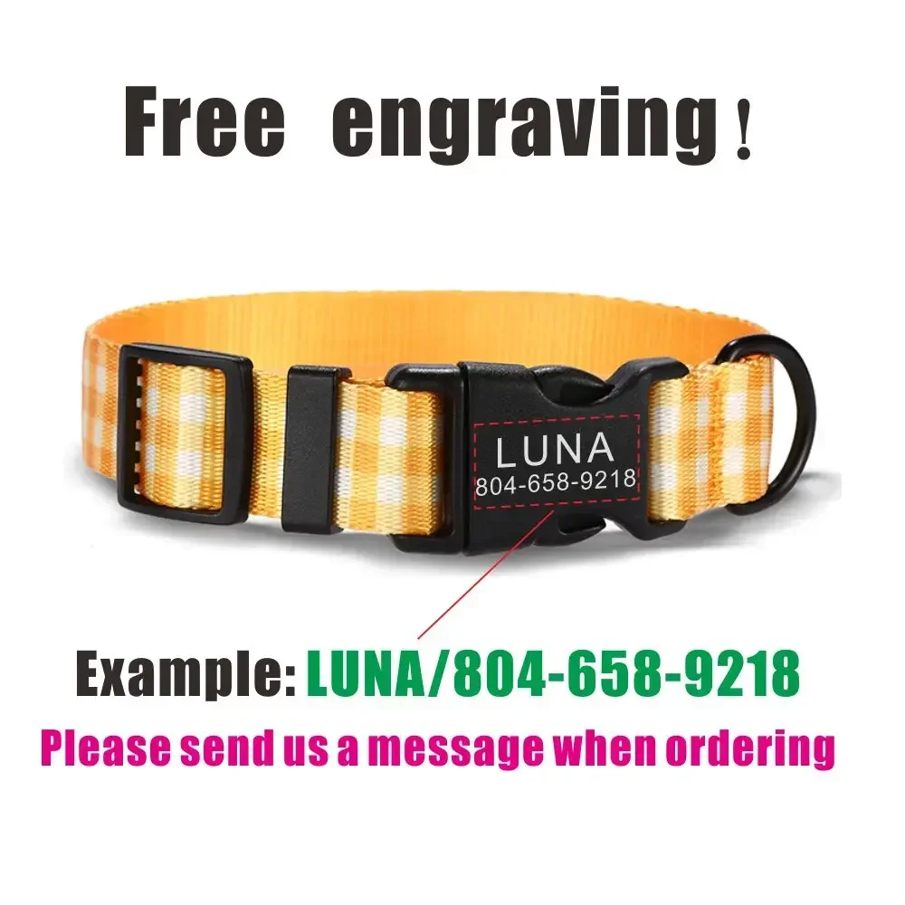 Collar de perro personalizado con grabado gratuito, correa para mascotas a juego, hebilla de contactos personalizados, Collar para mascotas con forma de cubo naranja - imagen 4