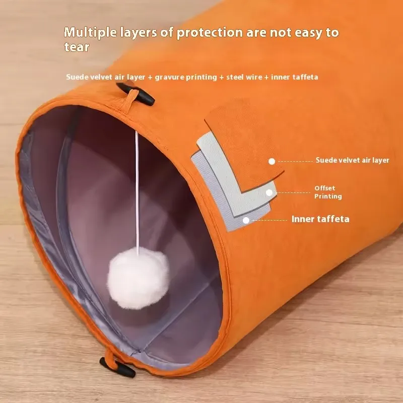 Túnel plegable para gatos, juguete con múltiples agujeros, tubo de juego con bola, túnel plegable para mascotas para gatos de interior, perros, casa de juegos, tienda para dormir oculta - imagen 2