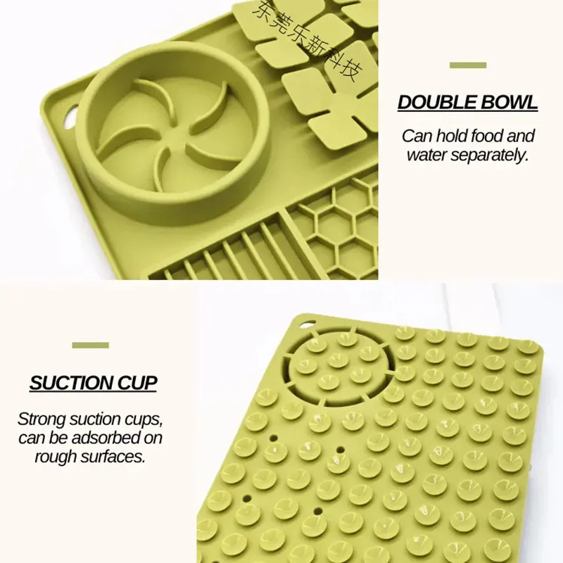 Productos para mascotas con ventosas, vajilla de silicona de doble tazón de movimiento lento para gatos y perros, antideslizante y a prueba de fugas, alimentador olfativo - imagen 5