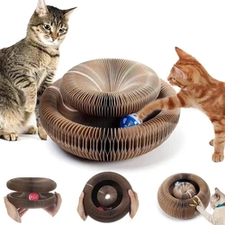 Tablero de rascar para gatos con bola - Juguete corrugado redondo