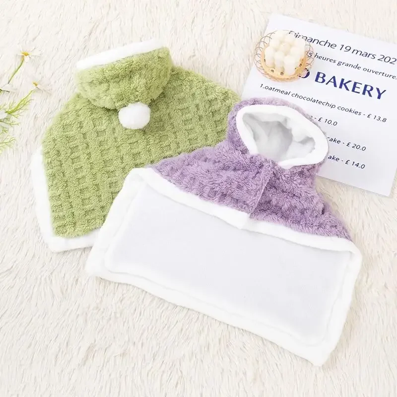 Ropa de franela para perros, abrigo cálido de invierno, ropa para mascotas, manta para dormir, bata para perros pequeños y medianos, capa con capucha a cuadros - imagen 4