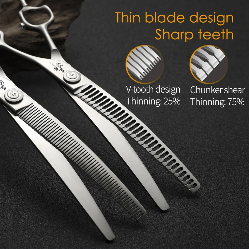 Fenice-tijeras profesionales para el cuidado de perros, tijeras de adelgazamiento curvas para cortar la cara y el cuerpo, 7,0/7,5 pulgadas, alta calidad - imagen 4