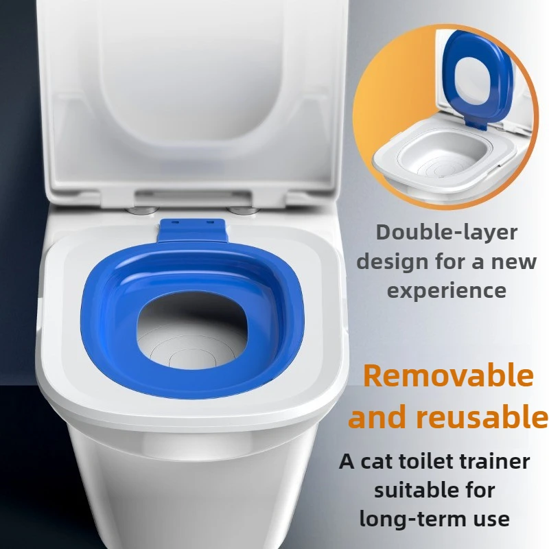 Guía de entrenamiento de inodoro para gatos sentado, bandeja de arena reutilizable para entrenamiento de inodoro para gatos, suministros para orinal para perros y mascotas en cuclillas respetuosas con el medio ambiente - imagen 2