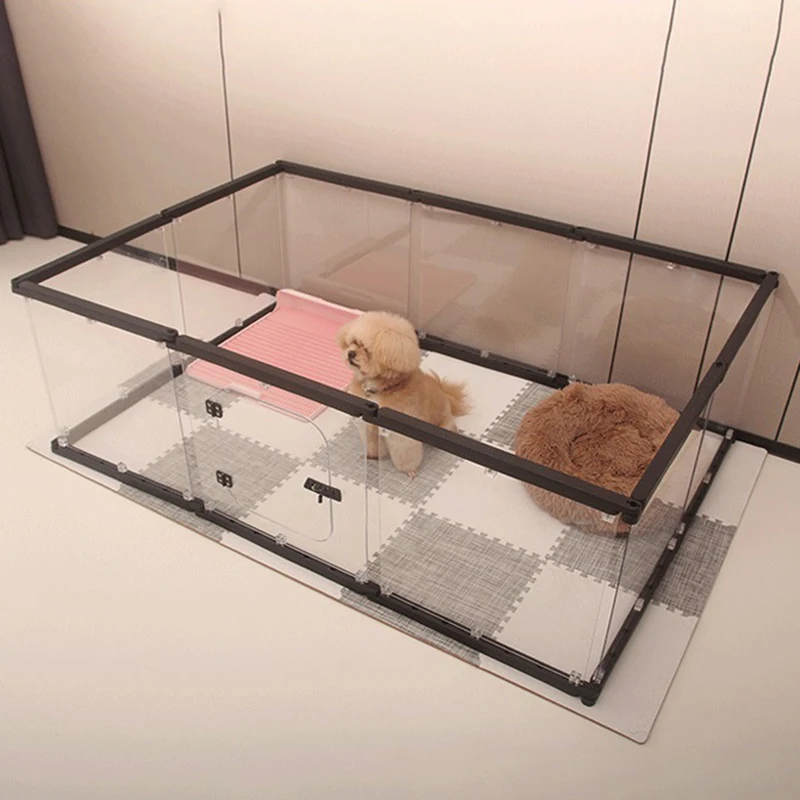 Valla transparente para perros, valla para perros grandes desmontable para interiores, jaula alta para el hogar, combinación libre de coral para mascotas, Anti Escape - imagen 5
