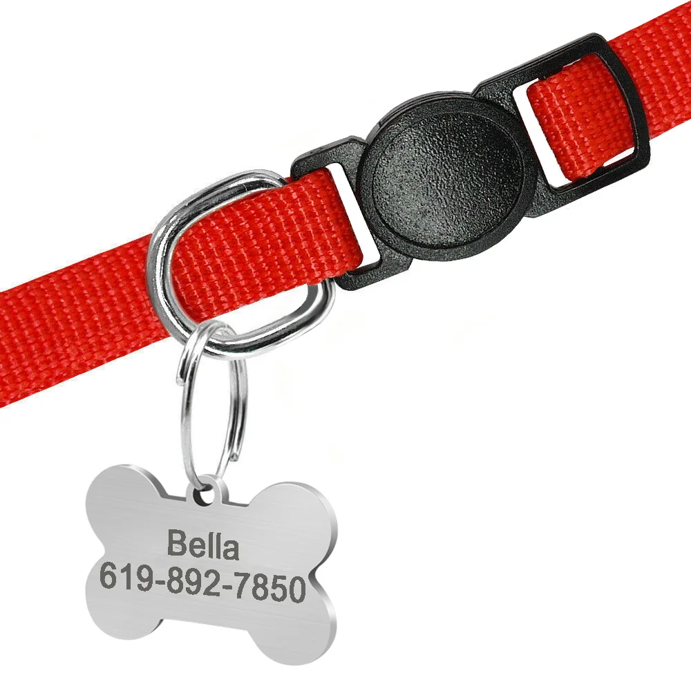 Etiqueta de identificación de gato grabada gratis, colgante de Collar de cachorro y gatito personalizado, placa de identificación antipérdida para perros y gatos, accesorios para Collar - imagen 4