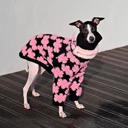Suéter floral de cuello alto para Galgo Italiano – Rosa