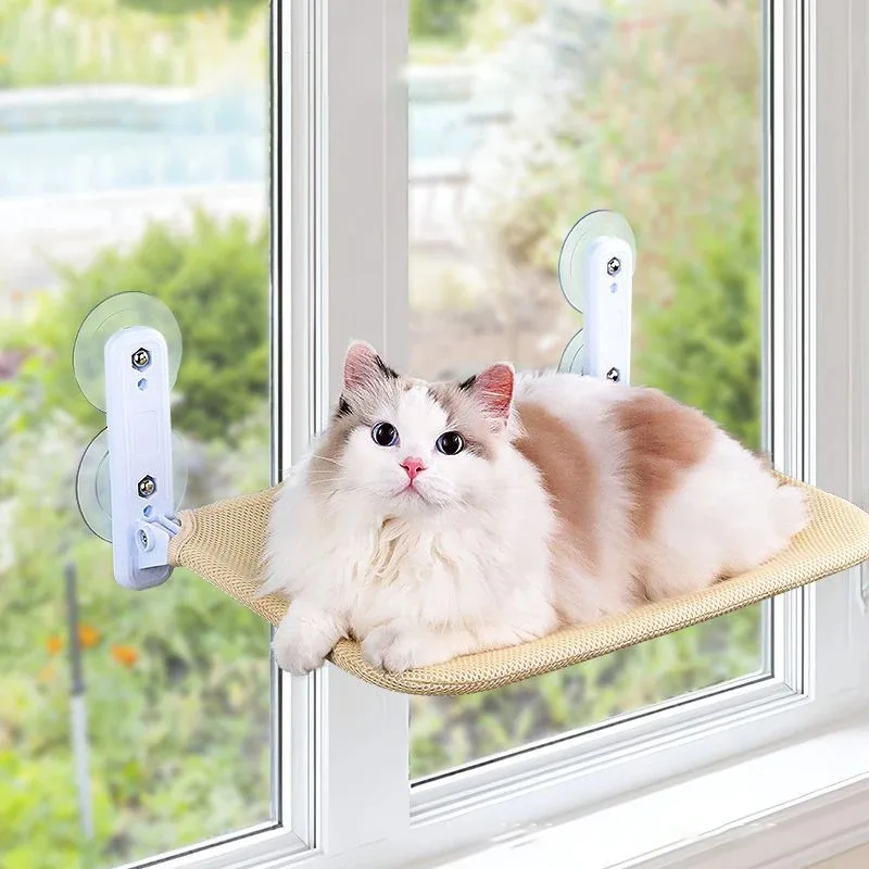 Hamaca ventana para gatos con ventosa – asiento plegable estable