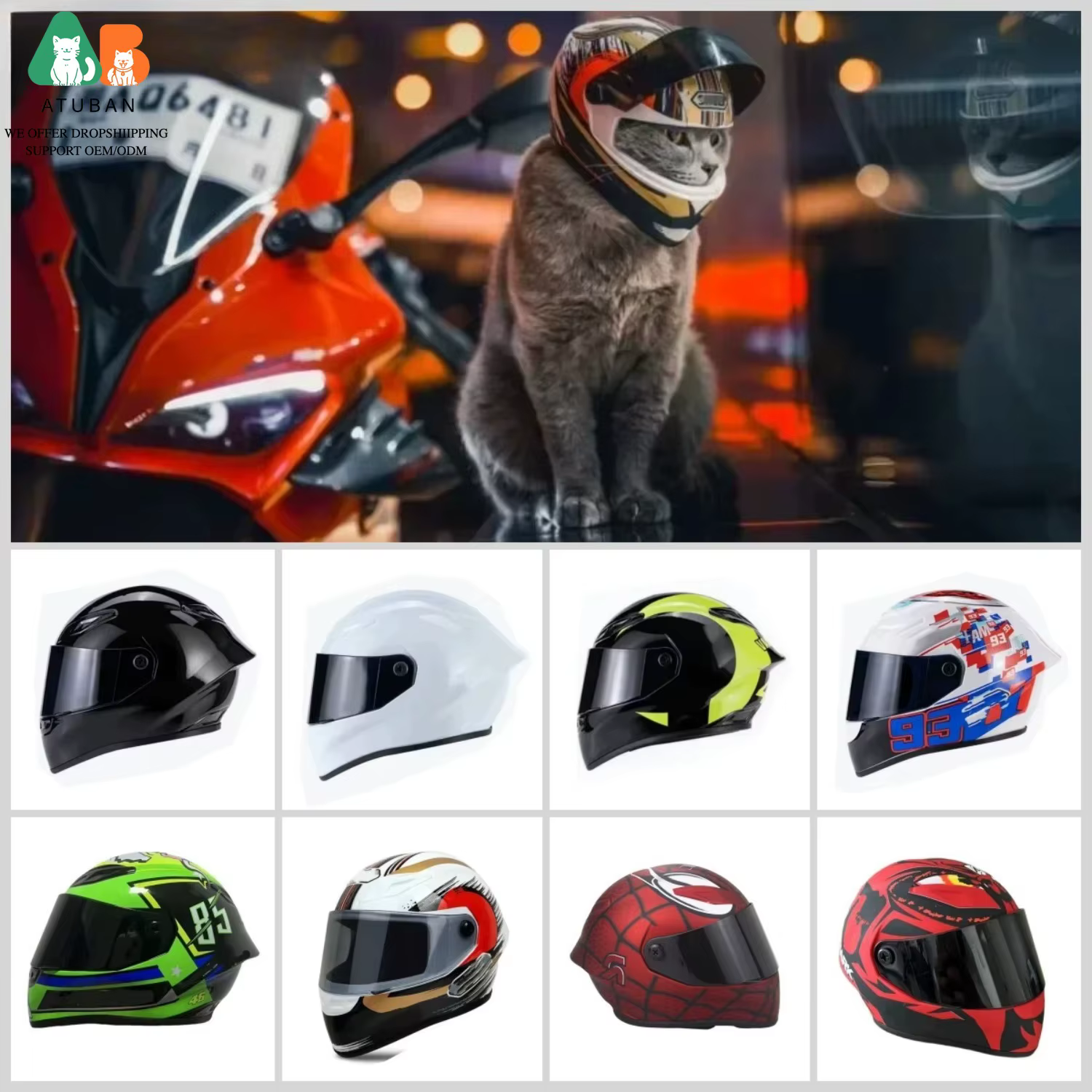 Casco Moto para Perros y Gatos – Accesorio Original