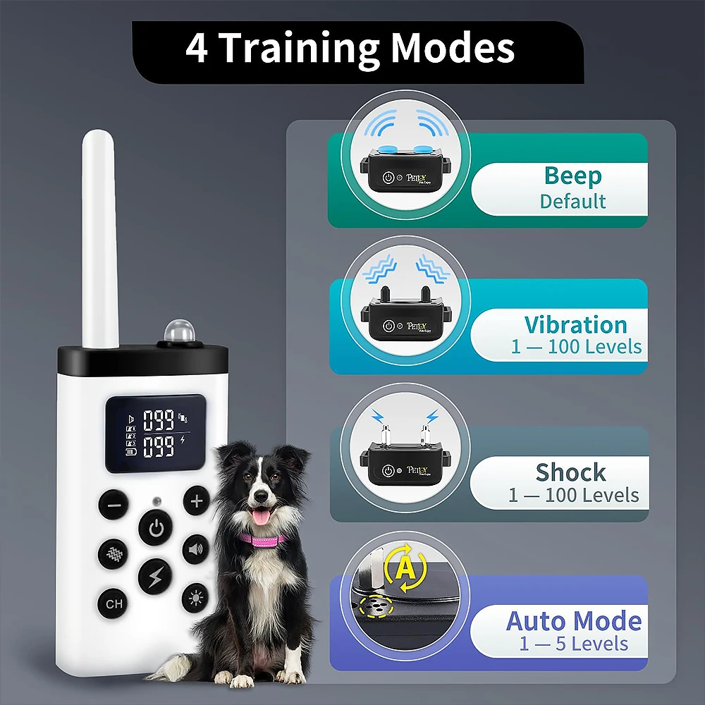 Collar de adiestramiento para perros de 3300 pies, Collar electrónico para perros antiladridos y entrenamiento automático, Collar vibratorio recargable e impermeable para perros - imagen 2