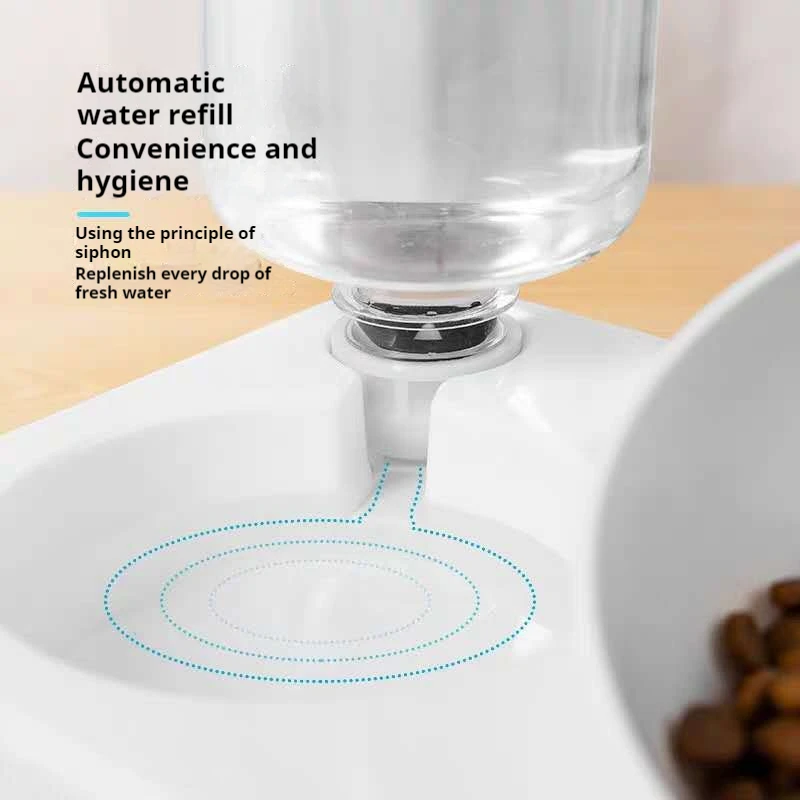 Cuencos dobles para perros y gatos, cuenco de agua y comida inclinado, cuencos elevados de 15 grados para gatos con botella de agua automática, comedero para mascotas - imagen 2