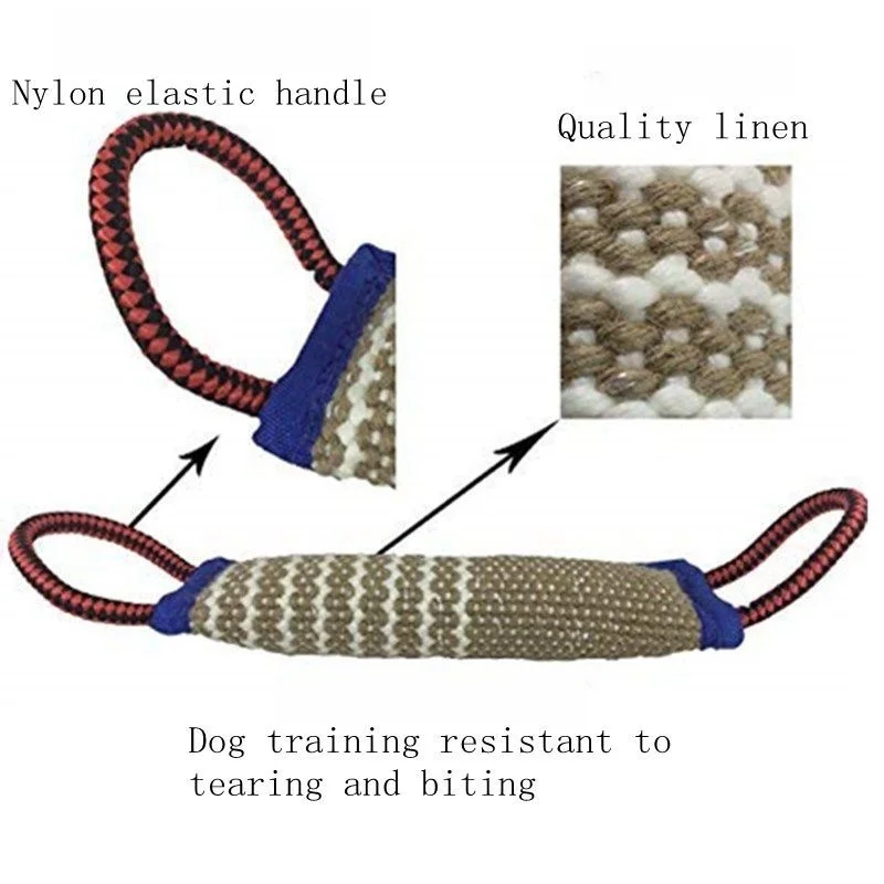 Juguete extractor para perros, almohada duradera para morder perros de yute con 2 asas fuertes, extractor de guerra, juego interactivo para entrenamiento de cachorros - imagen 5