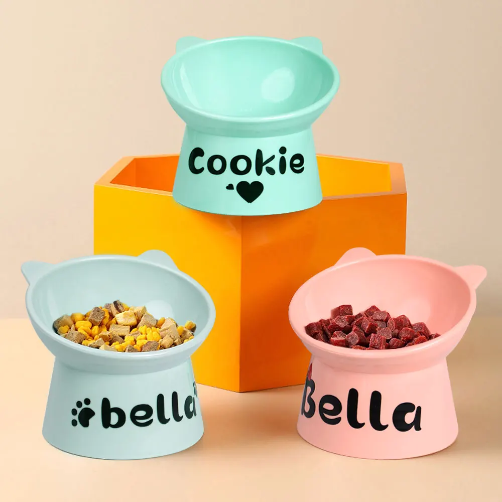 Cuenco de comida personalizado para gatos, cuencos para perros y gatos de pie alto, impresión gratuita, cuencos de agua para comida con nombre de mascota, taza de alimentación para mascotas, accesorios para gatos - imagen 3