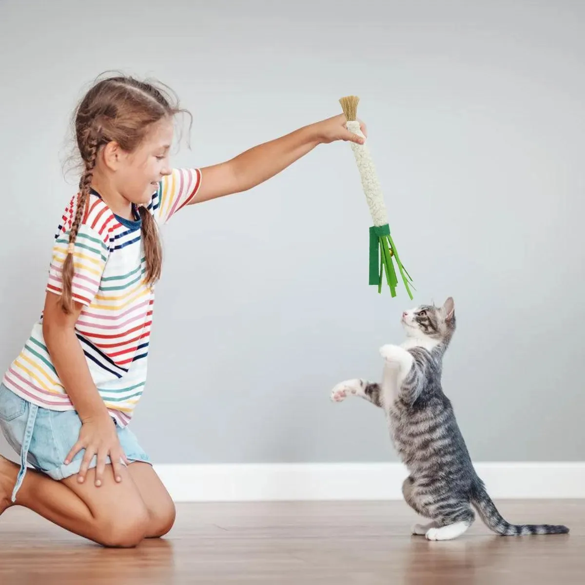 Juguetes para gatos con forma de cebollino simulado, palo de vid de plata Natural, juguetes para masticar mascotas, productos para la dentición del gato, juguete para burlas, 3 uds. - imagen 2