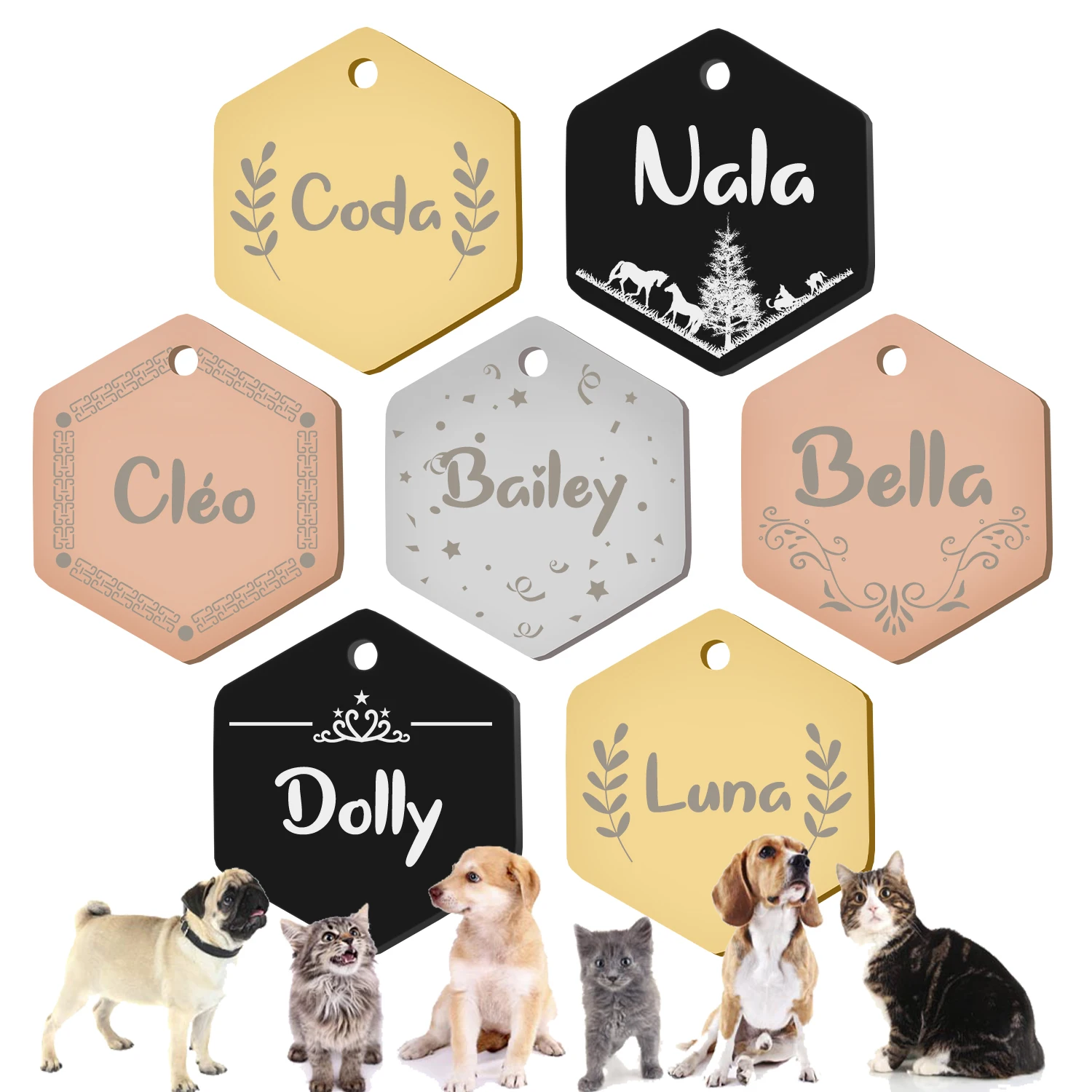 Placa identificación colgante para perros y gatos