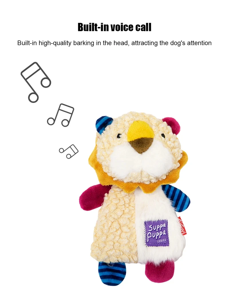 Gigwi Suppa-juguete para perro, sonajero de papel con sonido de dientes de felpa, Limpieza de dientes, resistente a las mordeduras, lavable, mapache, León y zorro - imagen 3