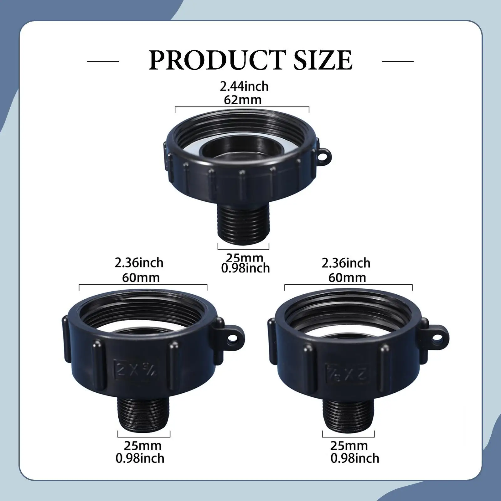 3Pcs IBC Drain Adapters, Ton Bucket Parts, Food Grade Leakproof Connector Fitting Water Hose Male Adapter for Garden Hose 3Pcs IBC Drain Adapters, Ton Bucket Parts, Food Grade Leakproof Connector Fitting Water Hose Male Adapter for Garden Hose