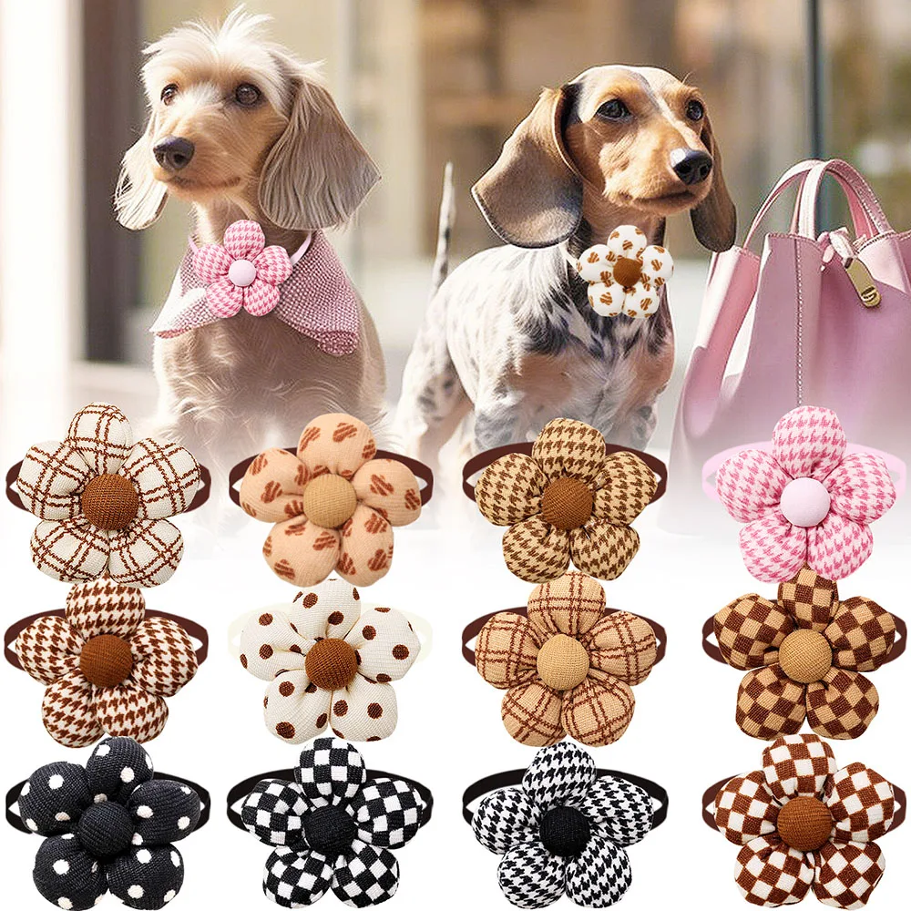 50 Uds pajaritas para perros corbatas a cuadros delicadas pajarita para perros pequeños y gatos Collar ajustable decoración para el cuidado de perros suministros para mascotas