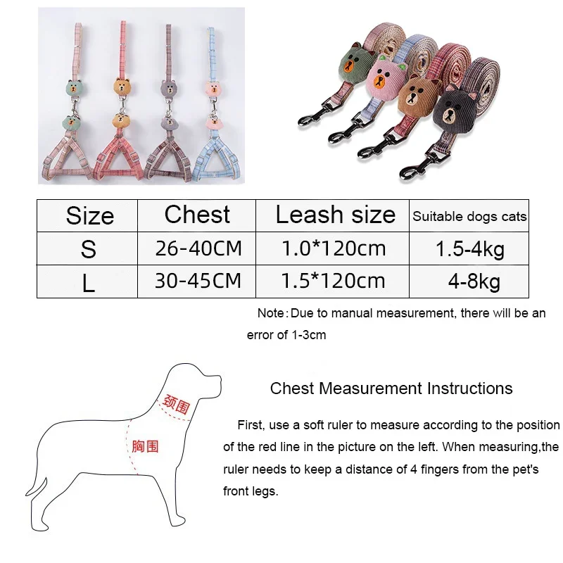 Arnés para perros y gatos, correa, chaleco ajustable, Collar para cachorros pequeños y medianos, accesorios para cachorros Chihuahua Terier para caminar al aire libre - imagen 4