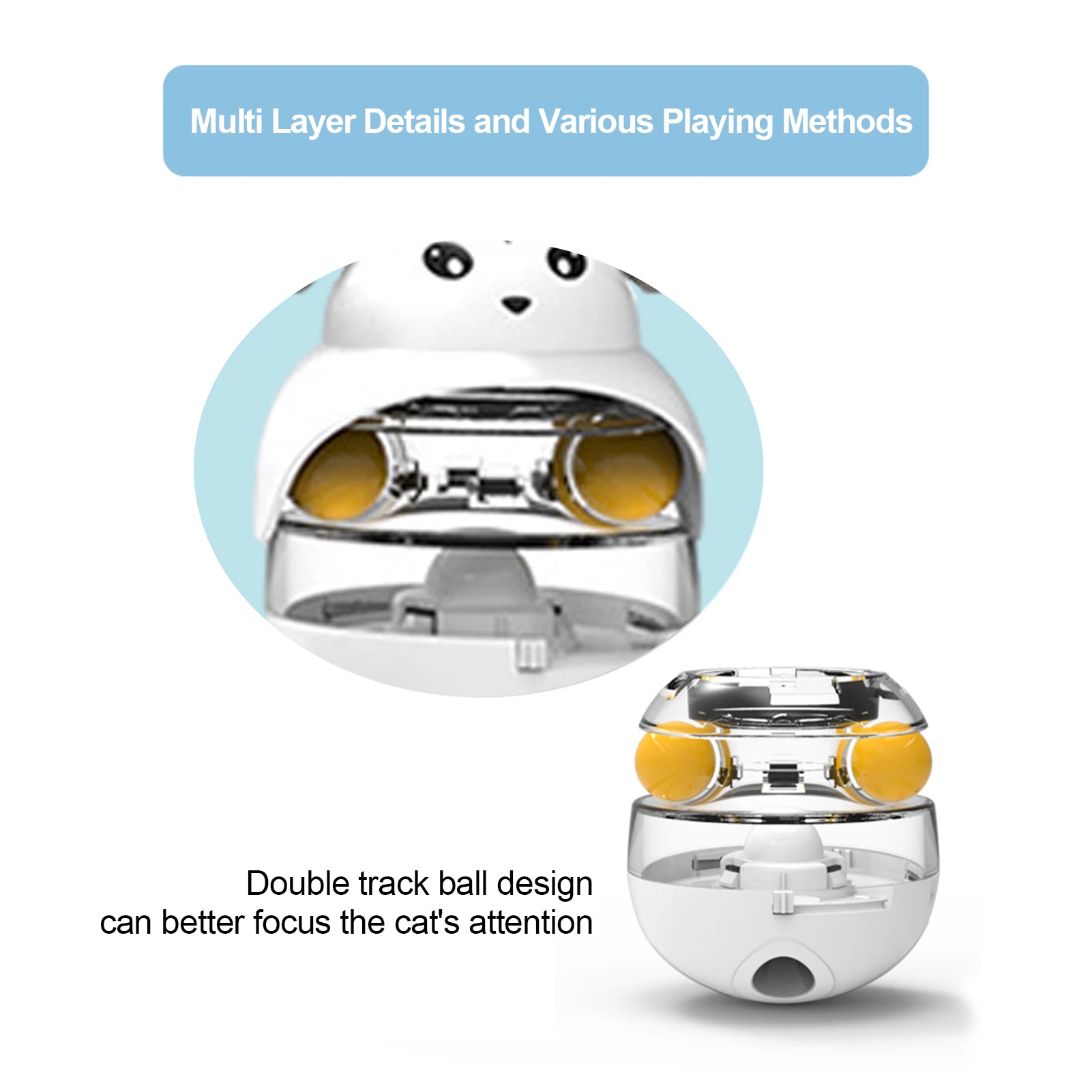 Dispensador de golosinas para gatos, juguete interactivo, vaso, alimentador de comida para gatos, juguete para tratar mascotas, alimentador lento, Bola de comida para gatos, aumenta el IQ 360 - imagen 3