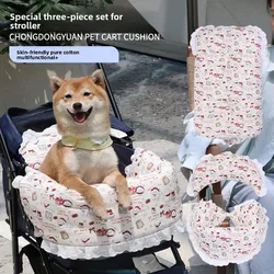 Cojín para carrito de mascotas, funda de almohada, juego de tres piezas de algodón puro, grueso, cálido y antisuciedad, almohadilla para nido de gato y perro pequeño, almohadilla para jaula