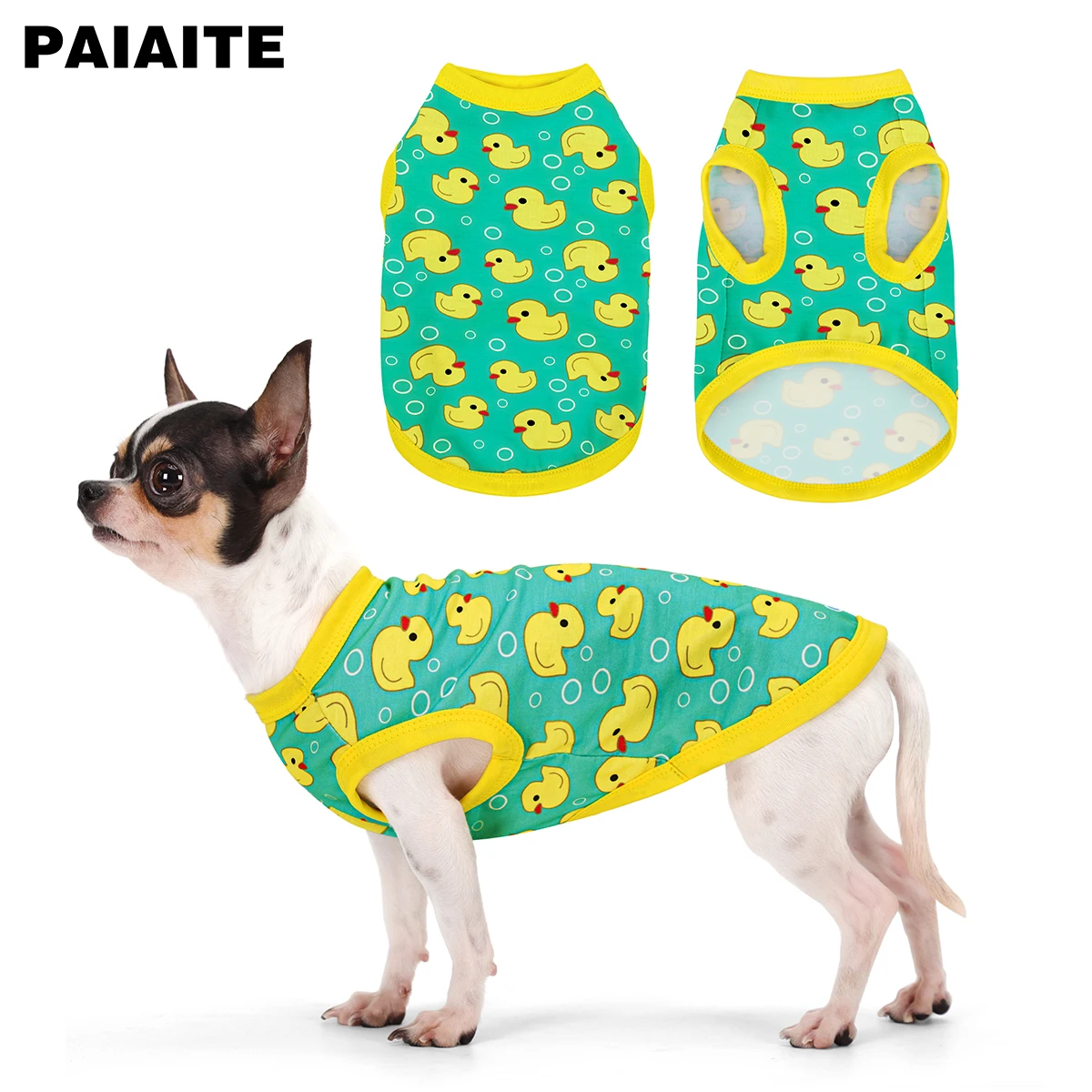 Camisa sin mangas para perros: camiseta sin mangas de pato amarillo que absorbe la humedad, transpirable, resistente a las arrugas, para perros pequeños, medianos y grandes
